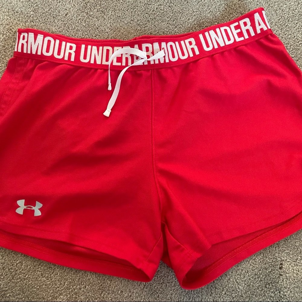 Red under armor shorts